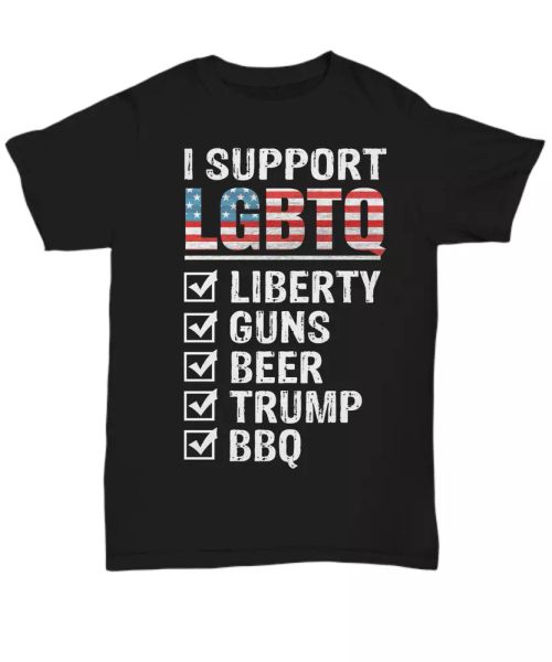 lgbt liberty guns beer bbq donald trump t-shirt funny political tee gifts, White;black
lgbt liberty guns beer bbq donald trump t-shirt funny political tee gifts, White;black