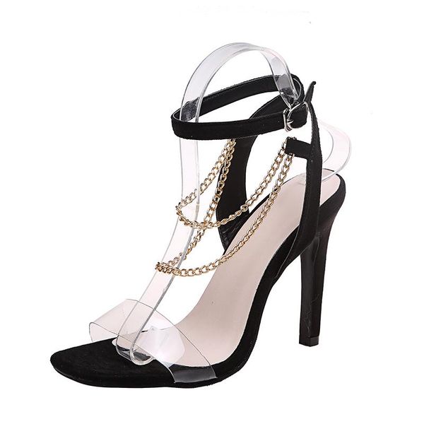 sandals women chain transparent high heels pumps roman summer fashion suqare toe breathable shoes casual plus size 34-43, Black
sandals women chain transparent high heels pumps roman summer fashion suqare toe breathable shoes casual plus size 34-43, Black