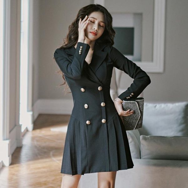 casual dresses autumn winter pleated mini dress women double breasted office elegant party notched collar high waist long sleeve b505, Black;gray
casual dresses autumn winter pleated mini dress women double breasted office elegant party notched collar high waist long sleeve b505, Black;gray