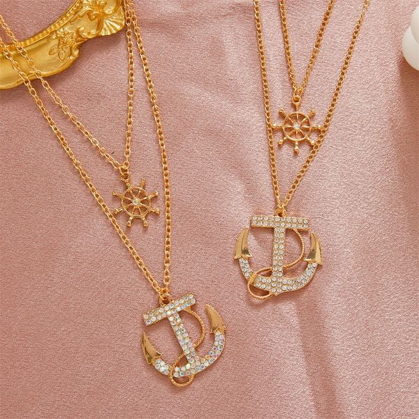 s2143 fashion jewelry double layer anchor rhinstone pendant necklace choker sweater chain necklaces, Silver
s2143 fashion jewelry double layer anchor rhinstone pendant necklace choker sweater chain necklaces, Silver