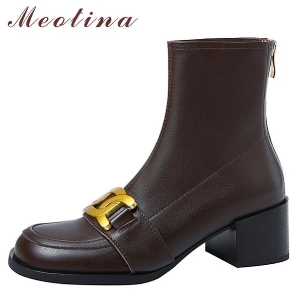 boots meotina genuine leather ankle shoes women high thick heel metal decoration round toe zipper autumn winter 40, Black
boots meotina genuine leather ankle shoes women high thick heel metal decoration round toe zipper autumn winter 40, Black