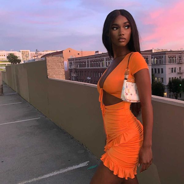 karlofea new 2020 summer orange everyday wear mini dress high cut hollow out lace up ruched wrap dress chic ruffles outfits y0603, Black;gray
karlofea new 2020 summer orange everyday wear mini dress high cut hollow out lace up ruched wrap dress chic ruffles outfits y0603, Black;gray