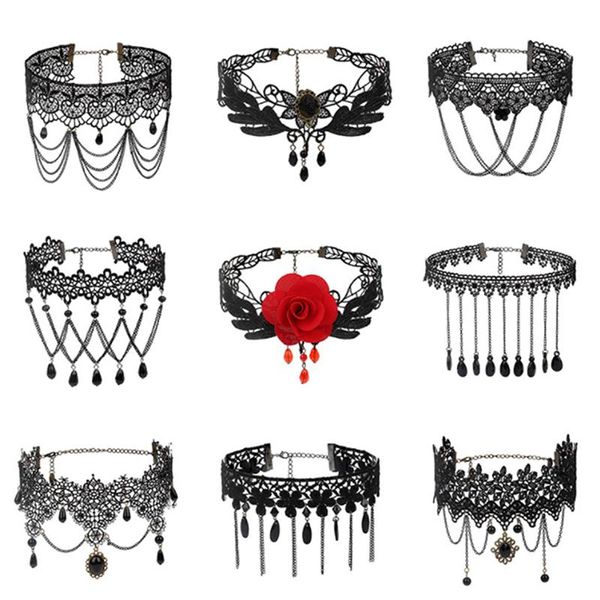 chokers halloween gothic punk style black necklace lace neck chain collar retro victorian women's steampunk jewelry, Golden;silver
chokers halloween gothic punk style black necklace lace neck chain collar retro victorian women's steampunk jewelry, Golden;silver