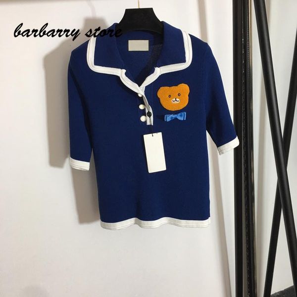 women's t-shirt fashion cartoon temperament short bow lapel shirt sleeve casual versatile loose pattern, White
women's t-shirt fashion cartoon temperament short bow lapel shirt sleeve casual versatile loose pattern, White