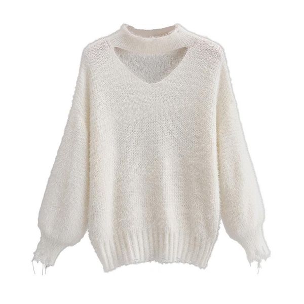women's sweaters fall 102 europe and the united states hollow out round collar knitted pullovers, White;black
women's sweaters fall 102 europe and the united states hollow out round collar knitted pullovers, White;black