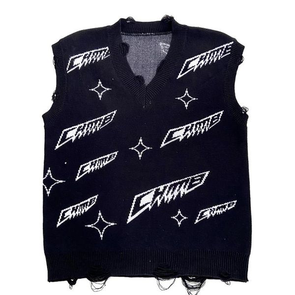 men's vests harajuku knitted sweater vest men letter jacquard frayed v-neck vintage casual pullover streetwear autumn winter, Black;white
men's vests harajuku knitted sweater vest men letter jacquard frayed v-neck vintage casual pullover streetwear autumn winter, Black;white