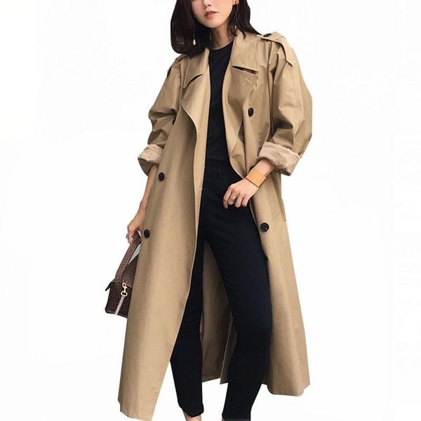 women's trench coats casual coat 2021 autumn double breasted vintage elegant khaki outwear loose abrigo mujer windbreaker fy11, Tan;black
women's trench coats casual coat 2021 autumn double breasted vintage elegant khaki outwear loose abrigo mujer windbreaker fy11, Tan;black