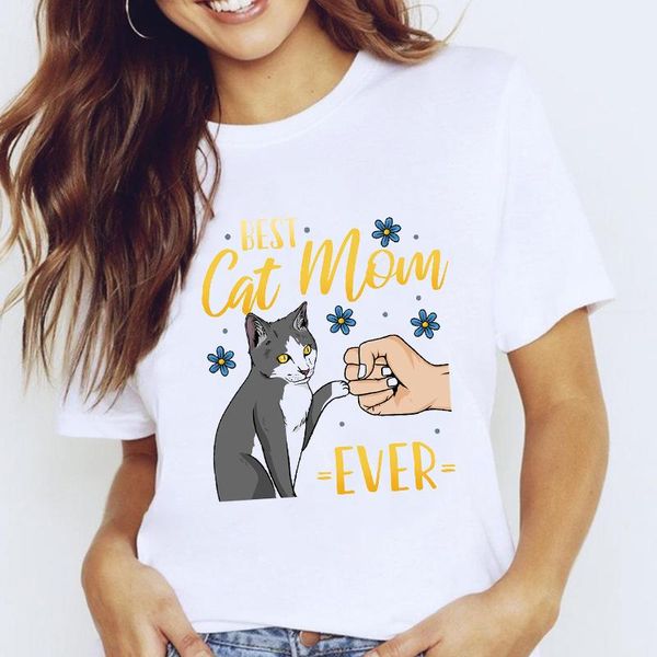 women graphic style cartoon cat pet mom short sleeve 90s love lady clothes tees print female tshirt t-shirt women's, White
women graphic style cartoon cat pet mom short sleeve 90s love lady clothes tees print female tshirt t-shirt women's, White