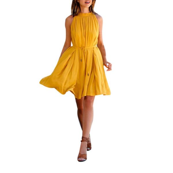 dress chiffon fashion summer sleeveless belt beach party casual lady dresses, Black;gray
dress chiffon fashion summer sleeveless belt beach party casual lady dresses, Black;gray