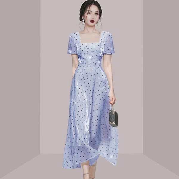 elegant temperament fashion polka dot square collar puff sleeve vintage high waist a-line party dress female vestidos 210518, Black;gray
elegant temperament fashion polka dot square collar puff sleeve vintage high waist a-line party dress female vestidos 210518, Black;gray