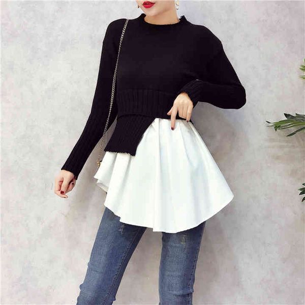 casual dresses women's knitted patchwork dress long sleeve false collar 2 irregular casual o38x, Black;gray
casual dresses women's knitted patchwork dress long sleeve false collar 2 irregular casual o38x, Black;gray