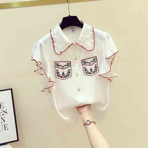 summer women turn down collar shirt chiffon blouse ruffles short sleeve shirts ladies all-match blouuse blusas a3280 210428, White
summer women turn down collar shirt chiffon blouse ruffles short sleeve shirts ladies all-match blouuse blusas a3280 210428, White