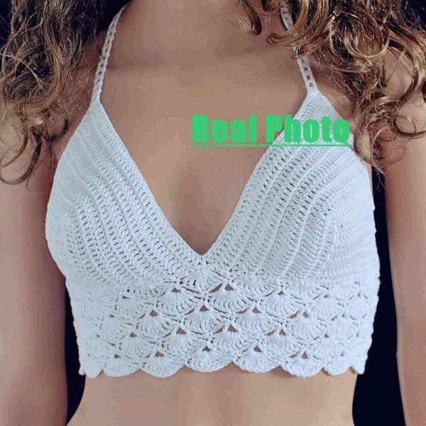 2021 cotton hand hook tie bikini hollow out top, White;black
2021 cotton hand hook tie bikini hollow out top, White;black