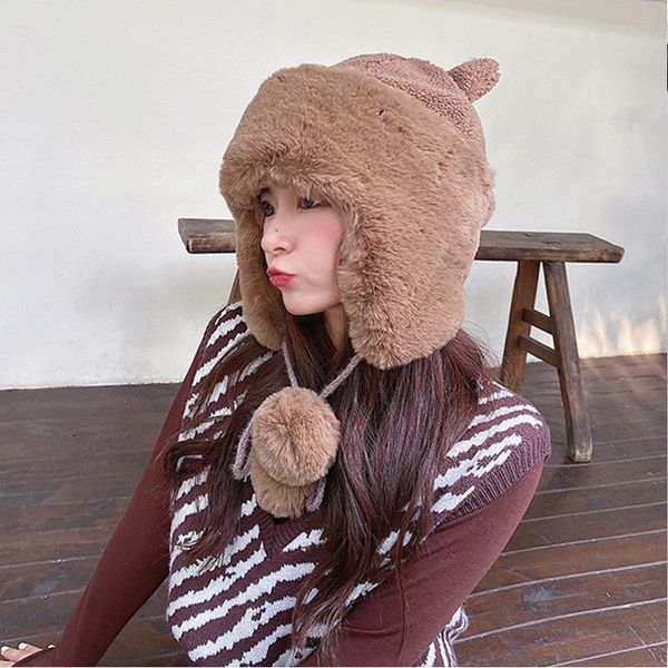outdoor plush ski hat ladies winter cycling ear protection cute thick windproof warm pilot hats, Black;white
outdoor plush ski hat ladies winter cycling ear protection cute thick windproof warm pilot hats, Black;white