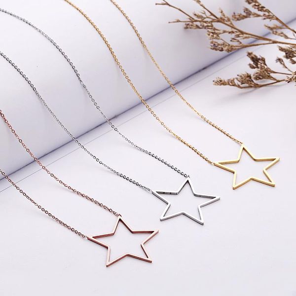 pendant necklaces tshou31 minimalist versatile five-pointed star stainless steel necklace rose gold titanium, Silver
pendant necklaces tshou31 minimalist versatile five-pointed star stainless steel necklace rose gold titanium, Silver