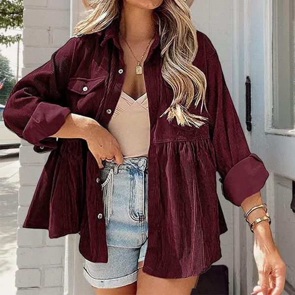 women's jackets women fashion kawaii pleated turn-down collar lady coat elegant single breasted outwear casual long sleeve corduroy shi, Black;brown
women's jackets women fashion kawaii pleated turn-down collar lady coat elegant single breasted outwear casual long sleeve corduroy shi, Black;brown