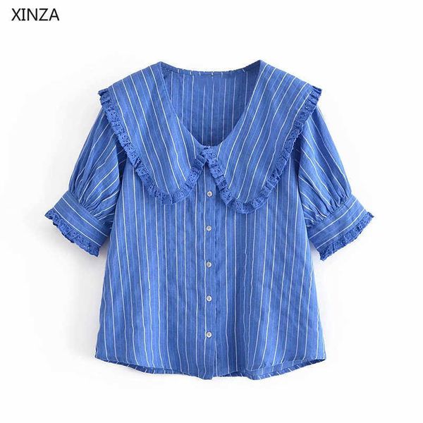 women's blouses & shirts women striped embroidery shirt short puff sleeve openwork summer blouse female fashion button up retro b, White
women's blouses & shirts women striped embroidery shirt short puff sleeve openwork summer blouse female fashion button up retro b, White