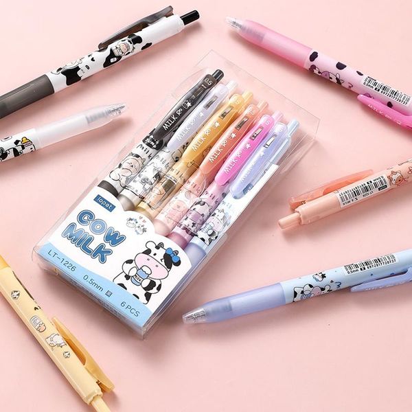 6pcs busy cow gel pen set cute cartoon click type 0.5mm roller ball black color for writing office school supplies h6120 pens
6pcs busy cow gel pen set cute cartoon click type 0.5mm roller ball black color for writing office school supplies h6120 pens