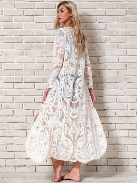 women's swimwear 2021030438 bikini cover-ups beach sarong white lace long kimono cardigan plus size women wear swim suit cover up, White;black
women's swimwear 2021030438 bikini cover-ups beach sarong white lace long kimono cardigan plus size women wear swim suit cover up, White;black