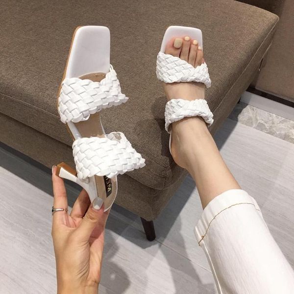 fashion designer weave knitted women slippers high heels shoes ladies summer sandals mules size 41, Black
fashion designer weave knitted women slippers high heels shoes ladies summer sandals mules size 41, Black
