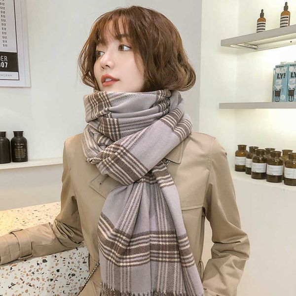 autumn and winter 20 korean plaid scarf feminine ins temperament sweet thickened warm dual-purpose tassel shawl bib, Blue;gray
autumn and winter 20 korean plaid scarf feminine ins temperament sweet thickened warm dual-purpose tassel shawl bib, Blue;gray