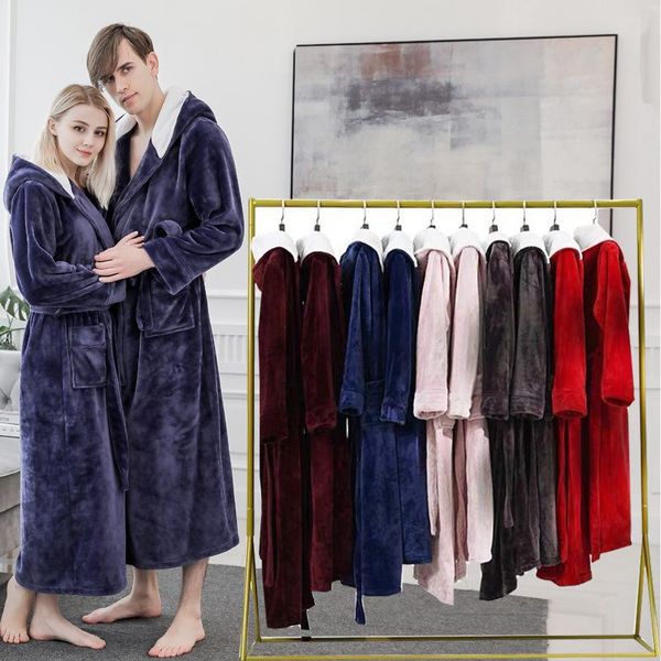 women's sleepwear couple plus size long warm flannel bathrobe winter hooded coral fleece bath robe men women dressing gown robes, Black;red
women's sleepwear couple plus size long warm flannel bathrobe winter hooded coral fleece bath robe men women dressing gown robes, Black;red