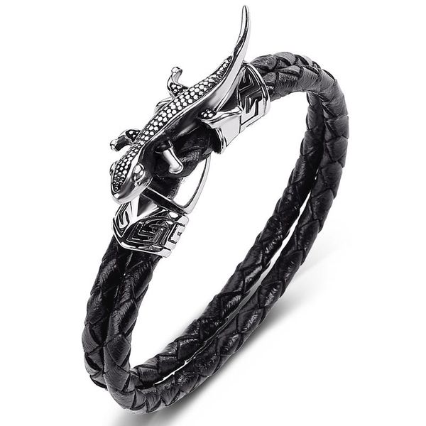 charm bracelets trendy double genuine leather braided bracelet men punk jewelry stainless steel lizard bangles male handmade wristband gift, Golden;silver
charm bracelets trendy double genuine leather braided bracelet men punk jewelry stainless steel lizard bangles male handmade wristband gift, Golden;silver