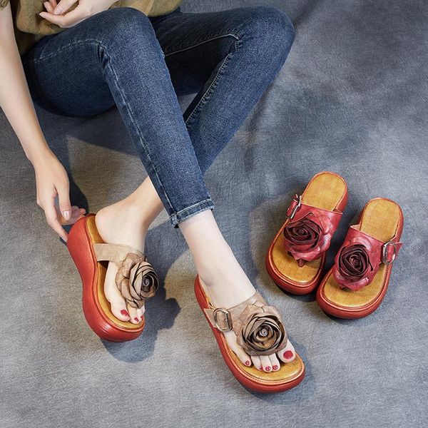 women leather slippers flower high heels wedge shoes for flip flops red handmade genuine brand 2021, Black
women leather slippers flower high heels wedge shoes for flip flops red handmade genuine brand 2021, Black