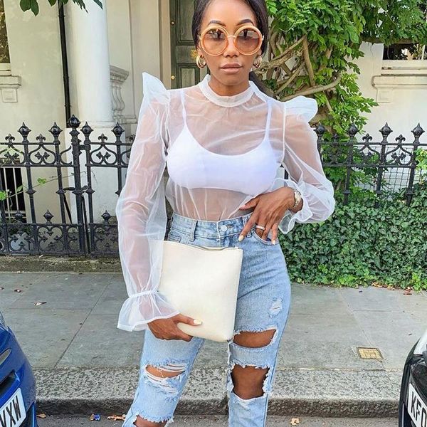 women's blouses & shirts women sheer see through crop mesh puff long sleeve blouse shirt fashion backless bow cover up, White
women's blouses & shirts women sheer see through crop mesh puff long sleeve blouse shirt fashion backless bow cover up, White