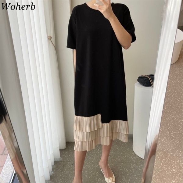 short sleeve summer vintage dress women contrast color irregular pleated patchwork vestidos fashion loose casual dresses 210519, Black;gray
short sleeve summer vintage dress women contrast color irregular pleated patchwork vestidos fashion loose casual dresses 210519, Black;gray