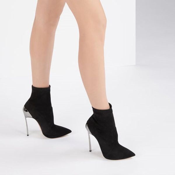 boots spring and autumn stiletto heels fashion large size women's shoes iron with solid color stretch, Black
boots spring and autumn stiletto heels fashion large size women's shoes iron with solid color stretch, Black