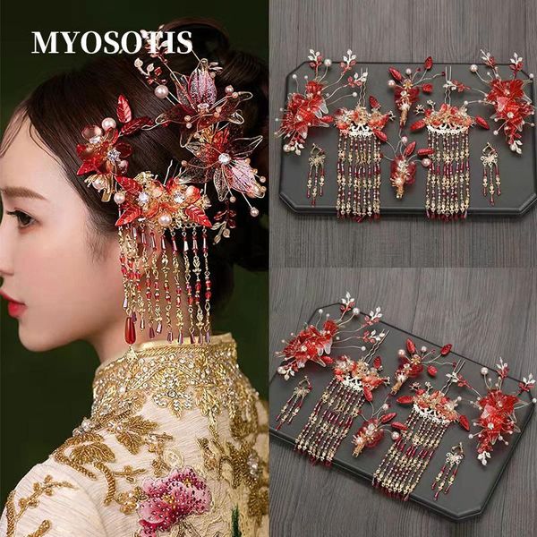 hair clips & barrettes chinese bride headdress red beads flower hairpin comb earrings costume xiuhe wedding bridal head accessories, Golden;silver
hair clips & barrettes chinese bride headdress red beads flower hairpin comb earrings costume xiuhe wedding bridal head accessories, Golden;silver