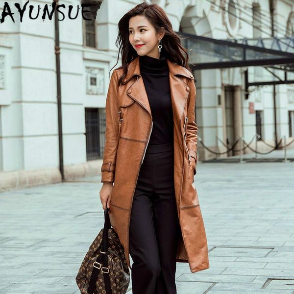 women's leather & faux genuine jacket women real sheepskin trench coat spring autumn long windbreakers 2021 1715-030 mf366, Black
women's leather & faux genuine jacket women real sheepskin trench coat spring autumn long windbreakers 2021 1715-030 mf366, Black