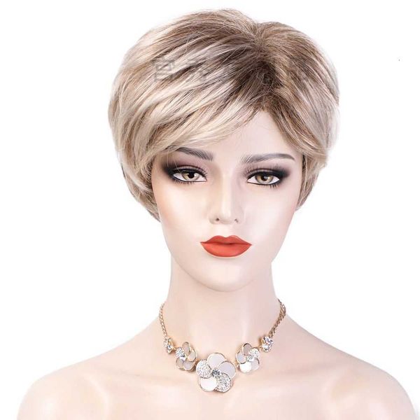 women's with high temperature filament short curly golden gradient hair, women's texture wig headgear, Black
women's with high temperature filament short curly golden gradient hair, women's texture wig headgear, Black