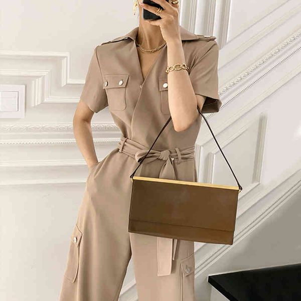 style elegant temperament gentle summer lapel multi-pocket design sashes short-sleeved wide-leg jumpsuit women 16f1325 210510, Black;white
style elegant temperament gentle summer lapel multi-pocket design sashes short-sleeved wide-leg jumpsuit women 16f1325 210510, Black;white