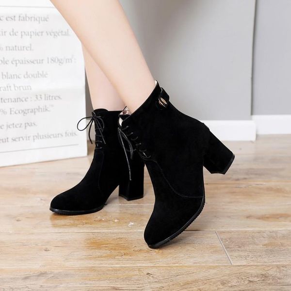 boots big size ma'am short frenulum pure color pointed suede high-heeled, Black
boots big size ma'am short frenulum pure color pointed suede high-heeled, Black