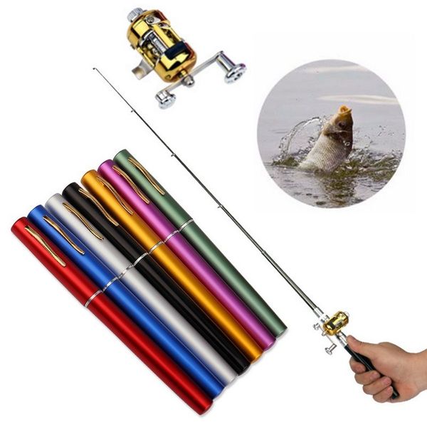 pocket collapsible combo mini fishing pole kit 7 colors pen shape folded rod with reel wheel fish accessory
pocket collapsible combo mini fishing pole kit 7 colors pen shape folded rod with reel wheel fish accessory