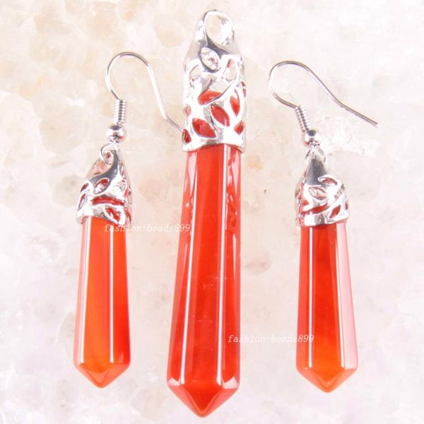earrings & necklace red onyx set hexagonal column bead natural stone pendant jewelry for women men gift k1665, Silver
earrings & necklace red onyx set hexagonal column bead natural stone pendant jewelry for women men gift k1665, Silver