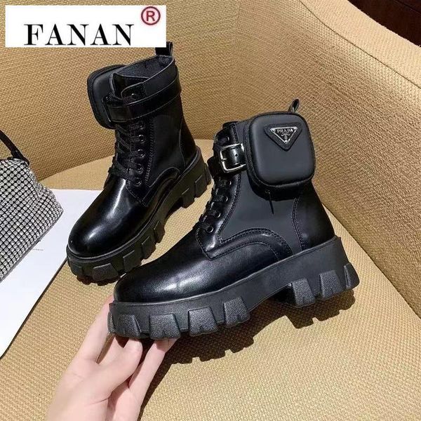 autumn winter women's thick-soled leather boots casual fashion lace-up high, Black
autumn winter women's thick-soled leather boots casual fashion lace-up high, Black