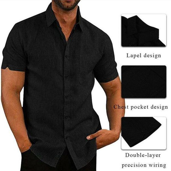 men's casual shirts solid color shirt lapel jacket short-sleeved button cardigan loose business holiday men, White;black
men's casual shirts solid color shirt lapel jacket short-sleeved button cardigan loose business holiday men, White;black