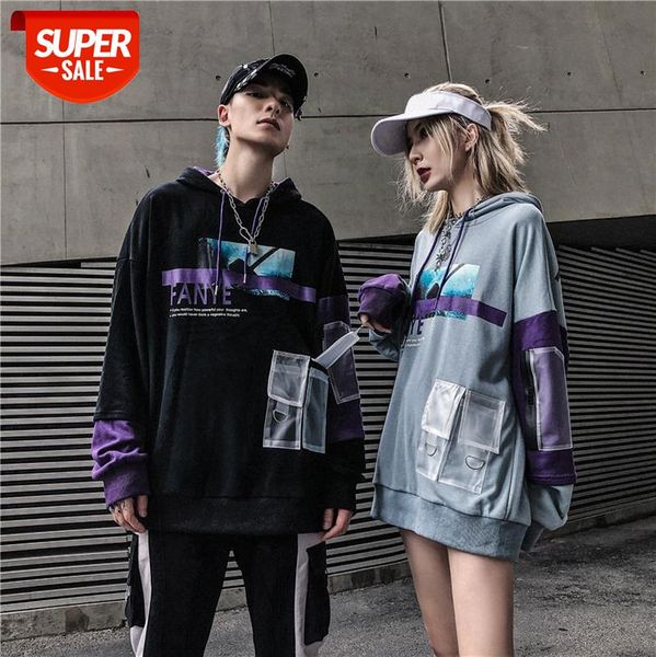 street national tide color block hoodie high oversize rock hip hop multi-pocket sweater #tb4k, Black
street national tide color block hoodie high oversize rock hip hop multi-pocket sweater #tb4k, Black