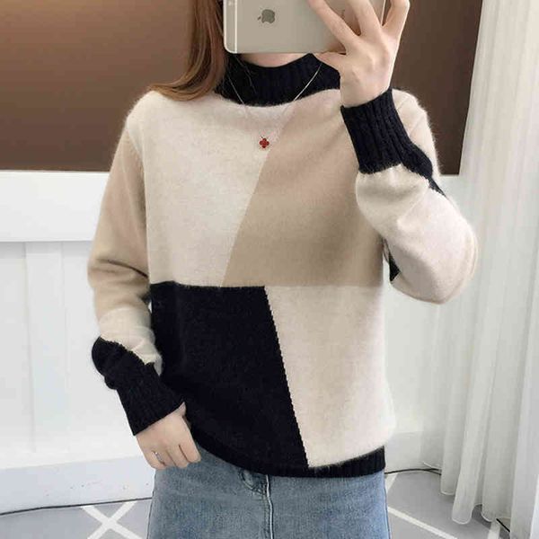jmnfc pulôver mulheres patchwork suéter quente inverno metade gola alta malha casual coreano solto suômetro mulher drop, White;black
jmnfc pulôver mulheres patchwork suéter quente inverno metade gola alta malha casual coreano solto suômetro mulher drop, White;black