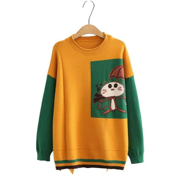 women's sweaters cartoon embroidery korean women knitted pullovers 2021 winter casual girly long sleeve sweet cute top, White;black
women's sweaters cartoon embroidery korean women knitted pullovers 2021 winter casual girly long sleeve sweet cute top, White;black