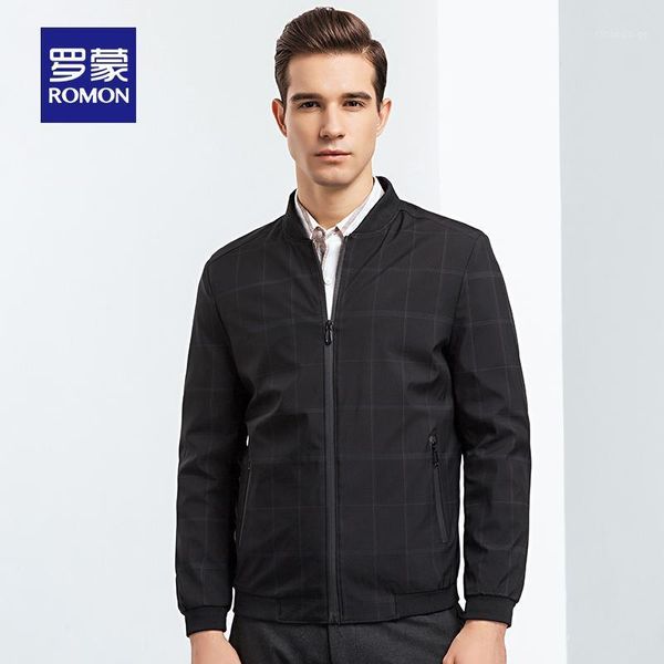 men's jackets romon 2021 autumn jacket casual baseball collar outerwear plaid short coat 9j034056, Black;brown 
men's jackets romon 2021 autumn jacket casual baseball collar outerwear plaid short coat 9j034056, Black;brown
