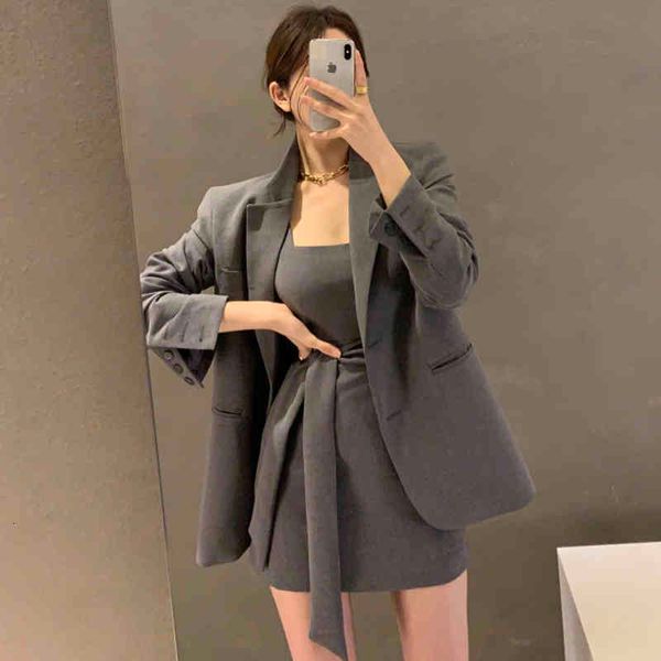 two piece dress korean temperament loose lapel long sleeve blazer jacket bandage tank mini autumn fashion suits sets ol wild jixd, White
two piece dress korean temperament loose lapel long sleeve blazer jacket bandage tank mini autumn fashion suits sets ol wild jixd, White