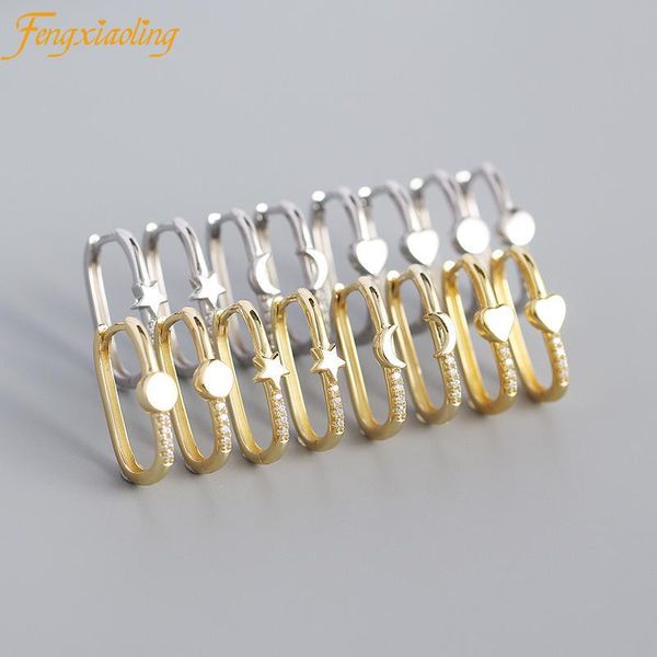 hoop & huggie genuine 100% 925 sterling silver small star moon circle geometric earrings for women trendy fine jewelry cute accessories, Golden;silver
hoop & huggie genuine 100% 925 sterling silver small star moon circle geometric earrings for women trendy fine jewelry cute accessories, Golden;silver