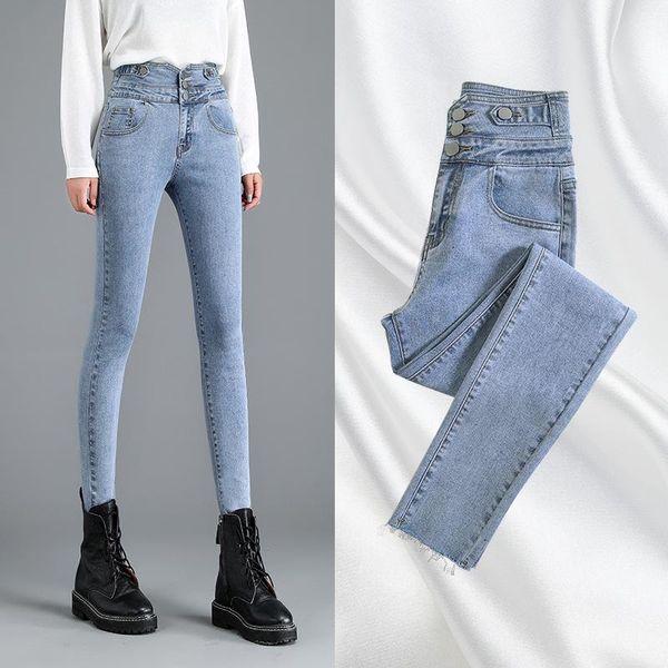 women's jeans cgc 2021 autumn winter casual women high waist vintage slim denim pencil pants female trousers plus velvet warm, Blue
women's jeans cgc 2021 autumn winter casual women high waist vintage slim denim pencil pants female trousers plus velvet warm, Blue