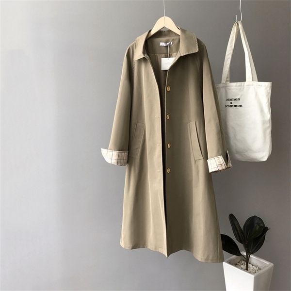 autumn women long coat turn down collar khaki trench casaco feminino loose 210820, Tan;black
autumn women long coat turn down collar khaki trench casaco feminino loose 210820, Tan;black