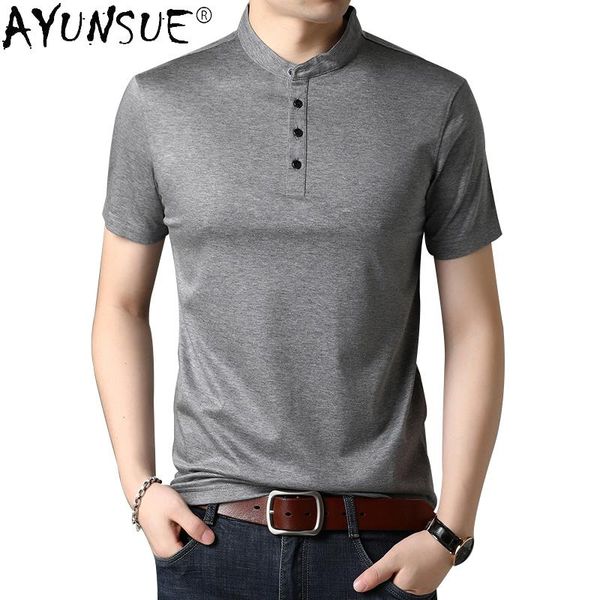 men's t-shirts 2021 summer t shirt short sleeve silk stand collar men clothing harajuku tshirts camisetas hombre verano wpy3685, White;black 
men's t-shirts 2021 summer t shirt short sleeve silk stand collar men clothing harajuku tshirts camisetas hombre verano wpy3685, White;black