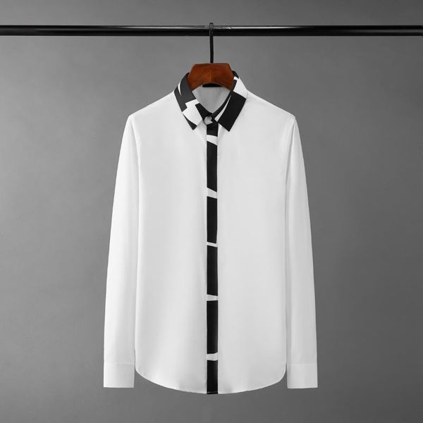 minglu contrast color splicing male shirts luxury long sleeve business casual mens dress fashion slim fit party man shirt men's, White;black
minglu contrast color splicing male shirts luxury long sleeve business casual mens dress fashion slim fit party man shirt men's, White;black
